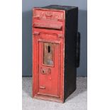 A Victorian Red and Black Painted Cast Iron Wall-Mounted Postbox, 10.5ins wide x 15ins deep x 28.