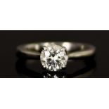 A Solitaire Diamond Ring, Modern, set with a brilliant cut white diamond, approximately 1.1ct,