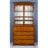 A George III Mahogany Secretaire Bookcase, the upper part with moulded dentil cornice inlaid with