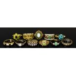 Eleven 9ct Gold Gem Set Rings, Modern, sizes various, total gross weight 35.9g Note: Photographic