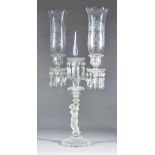 A Baccarat "Enfant" Two Branch Lustre Candelabra, 20th Century, with etched and moulded marks, 29ins
