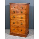A Late 19th Century Mahogany Chest of Drawers, with moulded edge to top, fitted two short and four