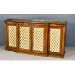 A Regency Rosewood Breakfront Chiffonier, with brass gallery and square edge to top, fitted two