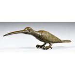 A Japanese Bronze Model of a Bird with Long Beak, signed, 1.5ins (38mm) high