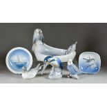 Four Royal Copenhagen Porcelain Items and Two Bing & Grondahl Figures - comprising - a Royal