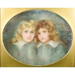 Isobelle F Danton (19th Century) - Pastel - Shoulder-length double portrait of two brothers, signed,