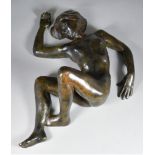 20th Century Continental School - Bronze - Reclining female, indistinctly signed and with limited
