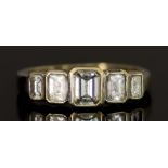 An 18ct White Gold Five Stone Diamond Ring, Modern, set with five empress cut diamonds,