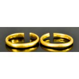 Two 22ct Gold Wedding Bands, gross weight 6.7g Note: Each ring has been cut.