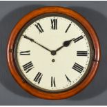 A 19th Century Mahogany Cased Dial Wall Clock, the 12ins diameter cream dial with Roman numerals, to