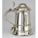 A George III Silver Lidded Tankard, by Benjamin Cartwright II, London 1765, the cylindrical body