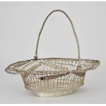 A Georgian Silver Oval Basket, by F. C.,with incomplete marks, with rope pattern mounts to wire work