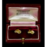 A Pair of 9ct Gold Dress Studs, 20th Century, retailed by Garrard & Co, London, in the form of the