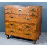 A 19th Century Oak and Brass Bound Military Chest in Two Sections by Army & Navy, fitted one deep