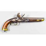 A .60 Calibre "Lancer" Flint Lock Pistol, 9ins bright steel barrel, bright steel lock, hard wood