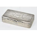 A George IV Silver Rectangular Snuff Box by Edward Smith, Birmingham 1827, with engine turned