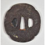 A Japanese Iron Tsuba, sukashi depicting birds and waves, Edo period (1615-1868), 3ins diameter