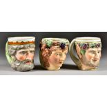 A Derby Porcelain Mask Mug, Circa 1780, modelled as a bearded figure wearing crown, puce mark, and a