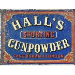A "Hall's Sporting Gun Powder" Enamel Advertising Sign, Early 20th Century, 11ins x 14.75ins