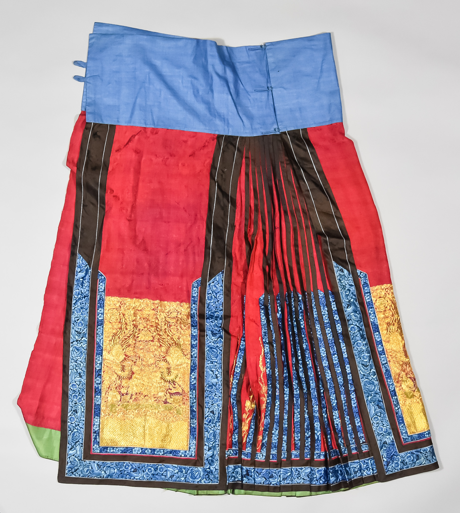 Two Chinese Silk Embroidered Skirts, Late 19th/Early 20th Century, one in soft yellow worked in - Image 2 of 2