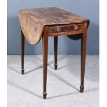 A George III Mahogany Oval Pembroke Table, with moulded edge to top, fitted one real and one dummy