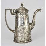 A George I Silver Coffee Pot by William Darker, London 1725, of tapered form, the lid with acorn