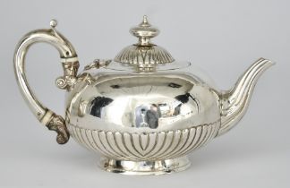 A George IV Silver Circular Teapot, by S. C. Younge & Co., Sheffield 1821, the slightly domed