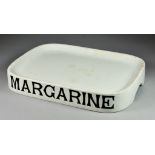 A White-Glazed Pottery "Margarine" Rectangular Slab, Late 19th/Early 20th Century, with printed mark