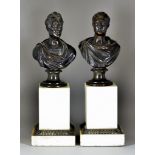 A Pair of Brown Patinated Bronze Busts of The Duke of Wellington and Napoleon Bonaparte, Mid-19th