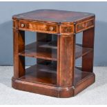 A Mahogany Square Book Table of Georgian Design, with rounded re-entrant corners, the top inset with
