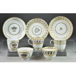 An Extensive Reference Collection of English Porcelain Cups, Tea Bowls and Saucers, 18th/19th