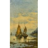 C. Kaufman (19th Century Continental School) - Oil painting - Fishing boats close to shore,