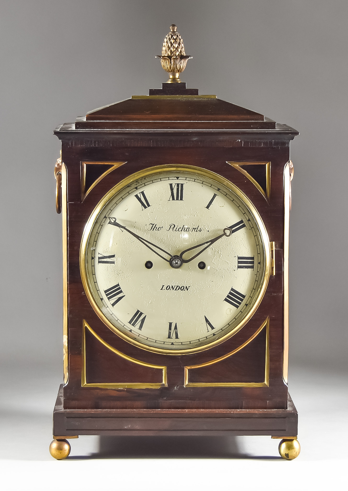 A 19th Century Rosewood and Gilt Metal Mounted Mantel Clock by Thomas Richards of London, the 7.