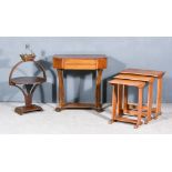 A Small Selection of Oak Furniture of Art Deco Design, comprising - side table with cant front