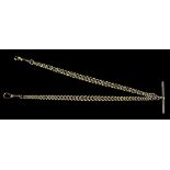 A 9ct Gold Graduated Double Albert Watch Chain, 20th Century, each link individually marked 9ct