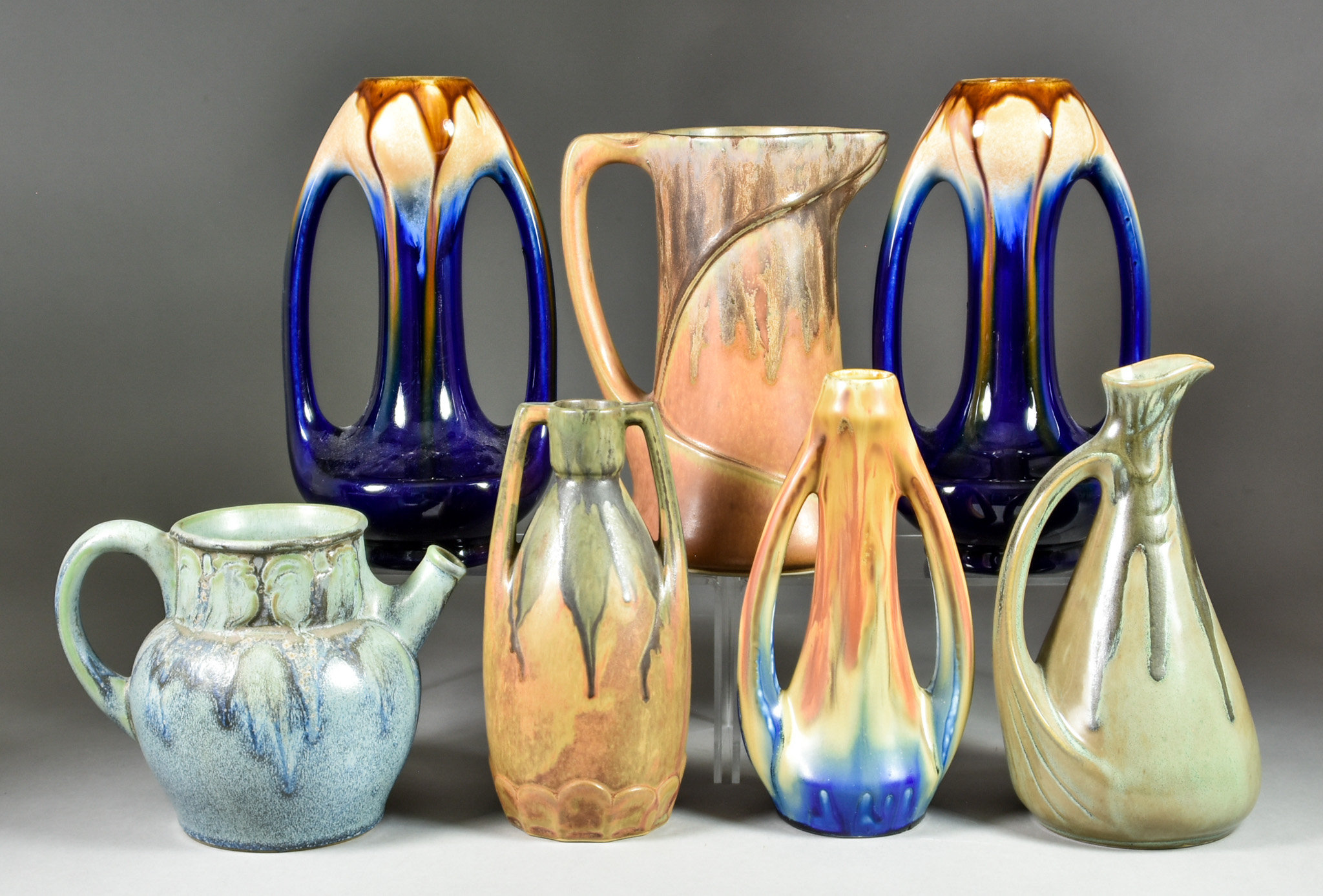 A Selection of Continental Ceramics, 20th Century, comprising Denbac Pottery pitcher decorated