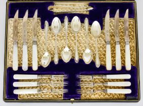 An Edward VII Silver and Mother of Pearl Fruit Set by James Dixon & Sons Ltd, Sheffield 1902,