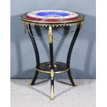 A 19th Century Continental Ebonised, Rosewood and Brass Mounted Two-Tier Centre Table, the top