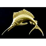 A 14ct Gold Brooch, Modern, in the form of a sail fish, 15mm x 28mm, gross weight 6.6g