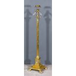 A Brass Standard Lamp of Corinthian Column Pattern, on square stepped base with bold paw feet, 55.