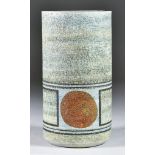 A Troika Pottery Cylinder Vase, Circa 1969-1972, decorated by Anne Lewis, 7.5ins high