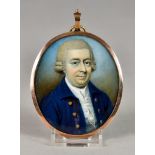 18th/19th Century English School - Miniature - Shoulder length portrait of a gentleman wearing a