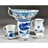 A Caughley Blue and White Porcelain Miniature Cup and Saucer, transfer printed with "The Fisherman
