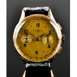 A Gentleman's 18ct Gold Cased Manual Wind Chronograph Wristwatch, 20th Century, by Chronographe,