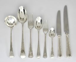 A Georgian Harlequin Silver Table Service for Eight Place Settings, various makers and dates, with