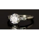 A Platinum Solitaire Diamond Ring, Modern, set with a brilliant cut white diamond, approximately 1.
