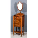 An Edwardian Mahogany Tray Top Shaving Stand, inlaid with stringings and satinwood bandings, with