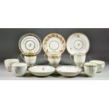 Reference Collection of Derby Cups, Tea Bowls and Saucers, 18th Century, including - ribbed cup