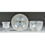 A Lalique Clear and Opalescent 'Coquilles' Pattern Glass Bowl, 5.25ins diameter, a Lalique clear and