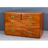 A Late 19th Century Military Style Chest, with moulded edge to top, fitted two short and two long